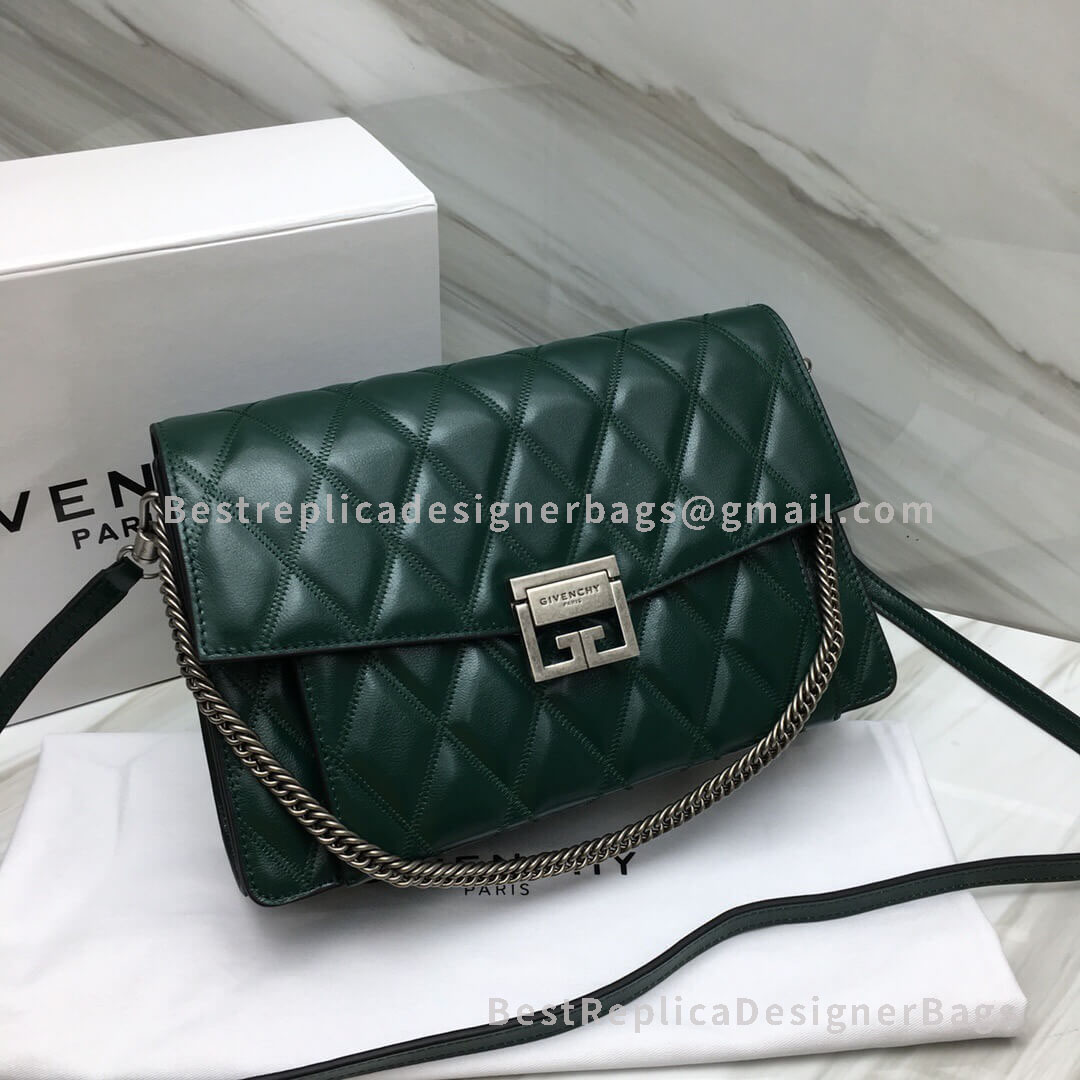 Givenchy Medium GV3 Bag Green In Diamond Quilted Calfskin Leather SHW 29999